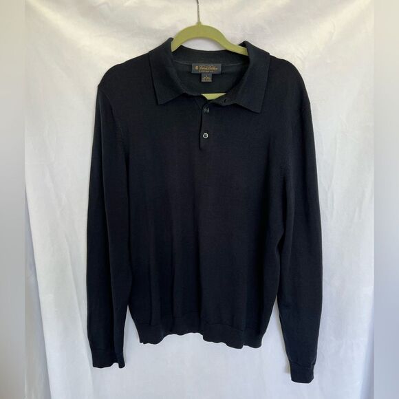 Brooks Brothers Men’s Size L Silk Blend Sweater Navy Blue - Picture 1 of 6